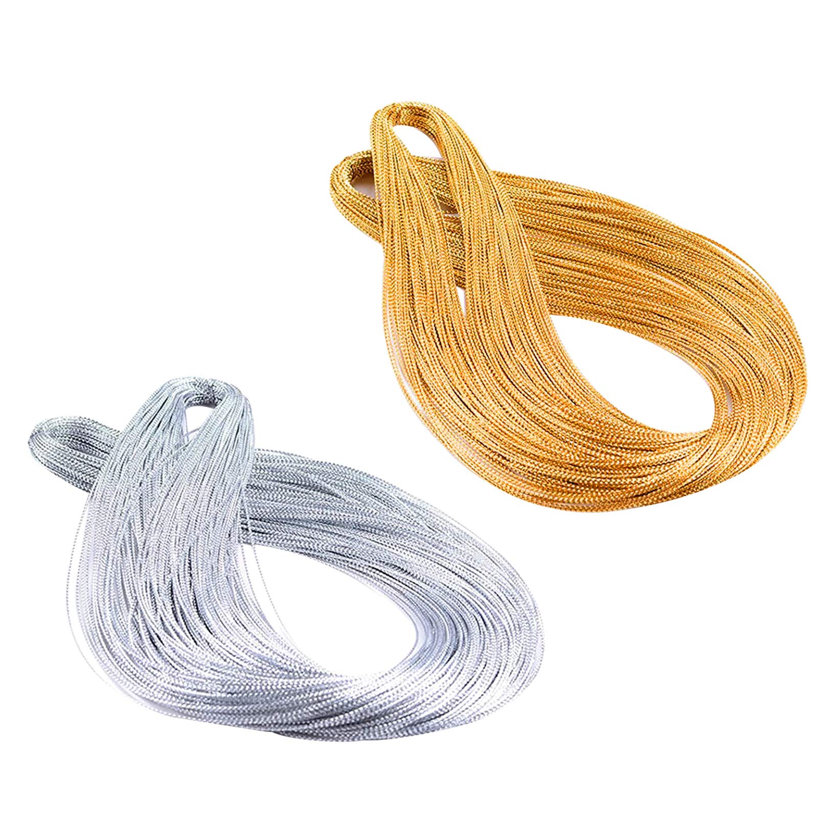 Udewo 200M Gold & Silver Twine, 1MM Golden Threads, Metallic String Tinsel, Gold Twine, Christmas Twist Ties for Crafts & DIY