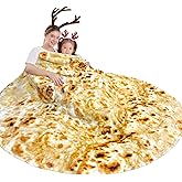 mermaker Burrito Tortilla Taco Blanket 60 inches for Adult Kids, Realistic Tortilla Throw Blanket Funny Gifts for Women Men Teen Boy Girl, Soft Flannel Food Blanket for Christmas Birthday Gifts