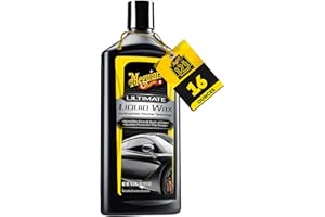 Meguiar's Ultimate Liquid Wax, Improved Liquid Car Wax Formula for Durable Protection that Shines, Premium Towel and Applicator Pad Car Accessories Included, 16 Oz Bottle