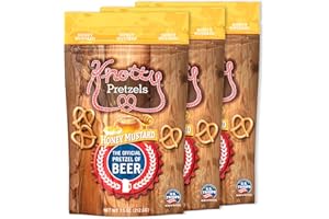 Knotty Pretzels - "The Official Pretzel of Beer" 7.5 Ounce Individual Seasoned Pretzel in Resealable Snack Bags - Honey Mustard (3 Pack)