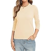 QUALFORT Women's Sweaters Long Sleeve Soft Lightweight Basic Knitted Pullover Sweater