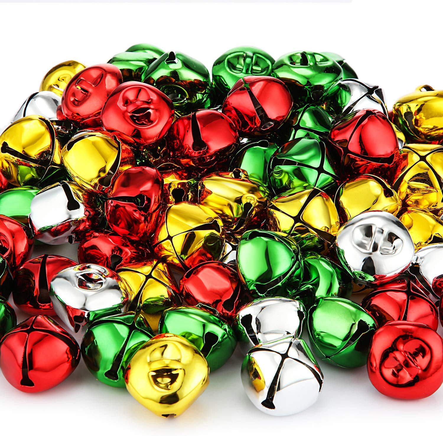 Christmas Bell Reofrey Jingle Christmas Bells, 120 Pcs Colorful Craft Bells Small Bell Mini Bells DIY Bells For Holiday Party Christmas Festival Home Decoration(4 colors)