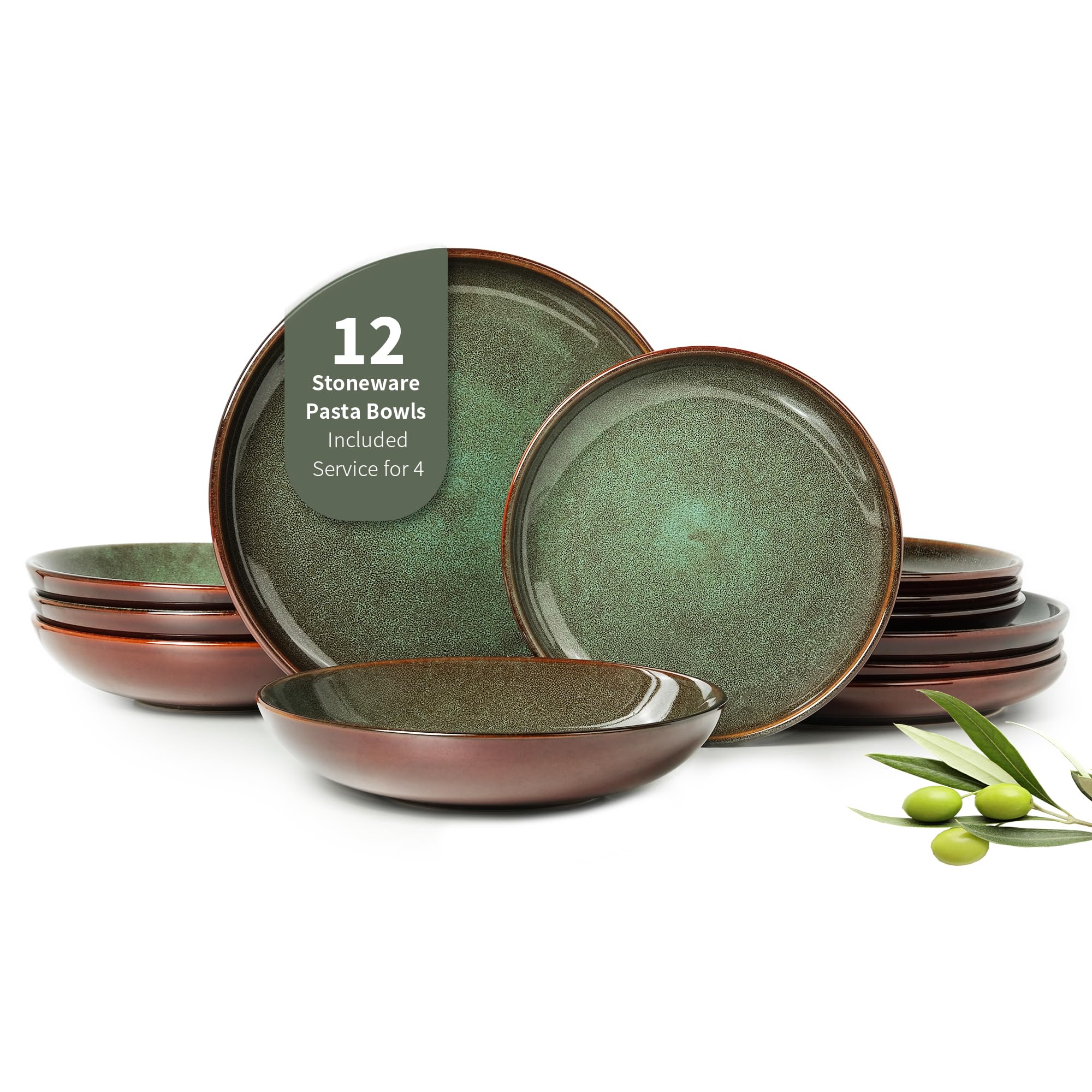 Pokini 12 Piece Dinnerware Sets with Pasta
