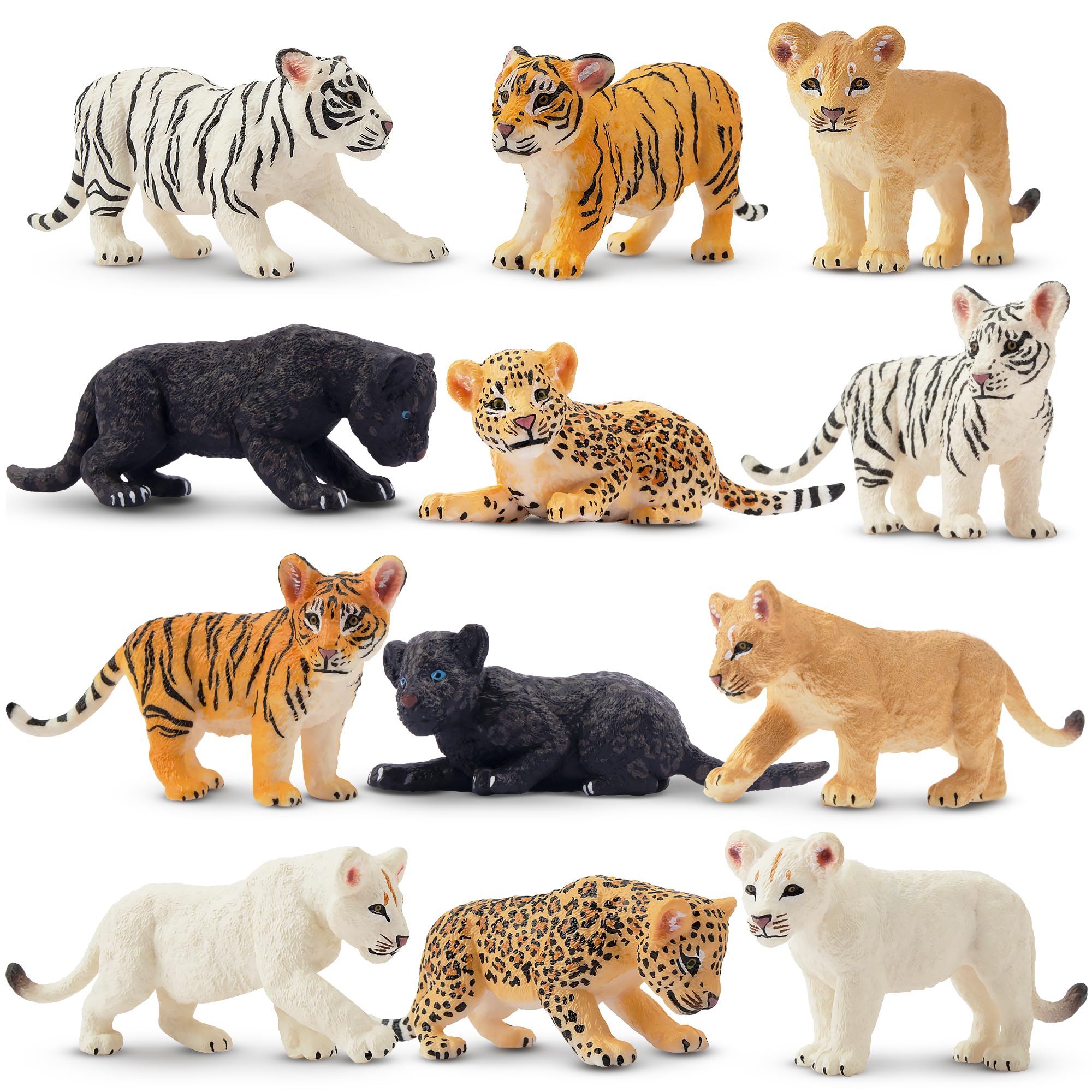 toymany 12PCS Safari Animal Figurines, High Emulational Detailed Baby Plastic Zoo Animals, Lions Tigers Cheetahs Figure Toy Set, Easter Eggs Cake Toppers Christmas Birthday Gift for Kids Toddlers — image 1