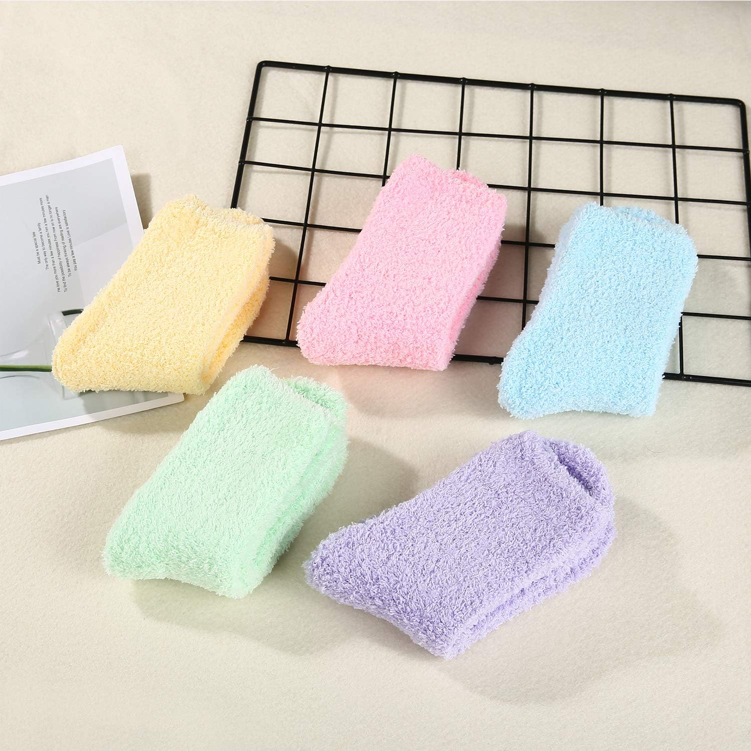 Zando Women's Winter Fuzzy Warm Crew Sock Microfiber Cozy Sleeping Plush Socks Thick Fluffy Slipper Sock Casual Super Soft Home Sock 5 Pairs Rainbow Solid One Size at  Women’s Clothing store