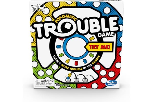 Hasbro Gaming Trouble Board Game for Kids Ages 5 and Up 2-4 Players (Packaging may vary)