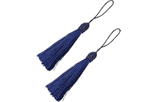 Makhry 20pcs 15.5cm/6 Inch Silky Floss Bookmark Tassels with 2-Inch Cord Loop and Small Chinese Knot for Jewelry Making, Souvenir, Bookmarks, DIY Craft Accessory (Dark Blue)