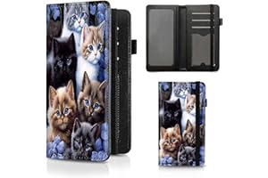 BEOTIWAD Checkbook Cover with Cute Cats Pattern Premium Leather Check Book Holder Wallet with RFID Blocking Function for Men and Women