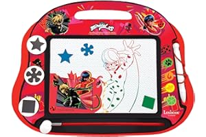 LEXiBOOK, Miraculous Ladybug Cat Noir, Multicolor Magic Magnetic Drawing Board, Artistic Creative Toy for Girls and Boys, Stylus Pen and Stamps, Red/Black, CRMI550