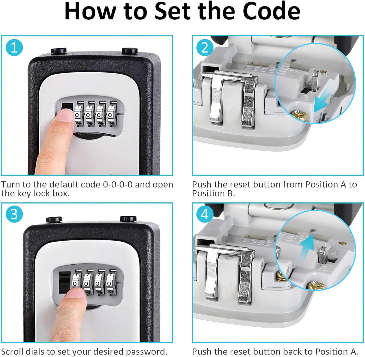 Puroma Key Lock Box Waterproof Combination Lockbox Portable Resettable Wall Mounted & Hanging Key Safe Lock Box for House Keys, Realtors, Garage Spare, Black & Gray - - 