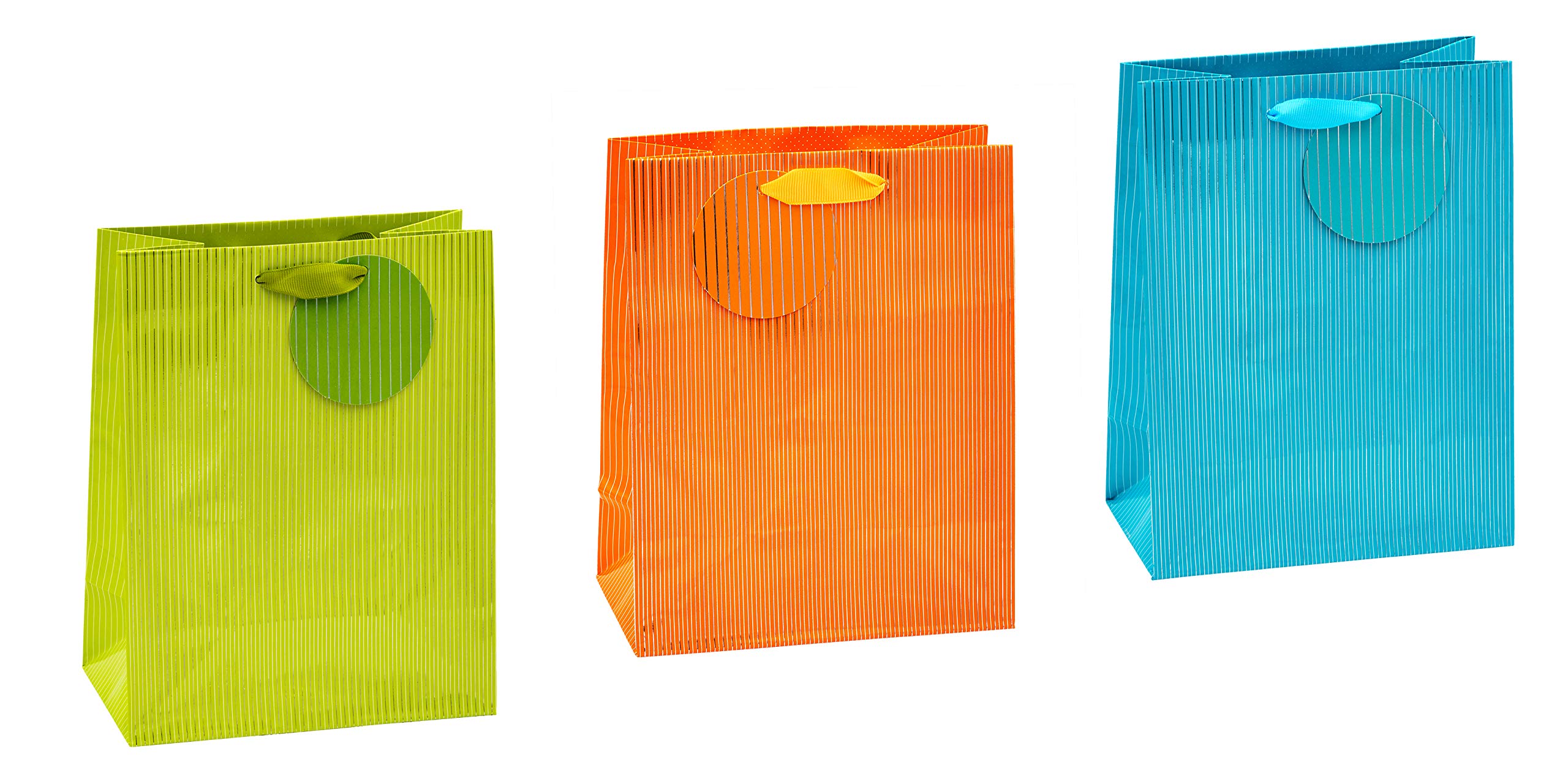 TSI 85016 gift bags with hot stamping "Pinstripes", Pack of 12, size: medium (9 x 7 x 4 inch)
