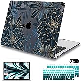 Mektron Case for MacBook Air 13 inch M1 A2337 A2179 A1932,Hard Cover 2018-2021 Air 13-inch with Touch ID, Exclusively Designed Protective Shell with Keyboard Skin+Screen Protector,Dahlia Flower C035