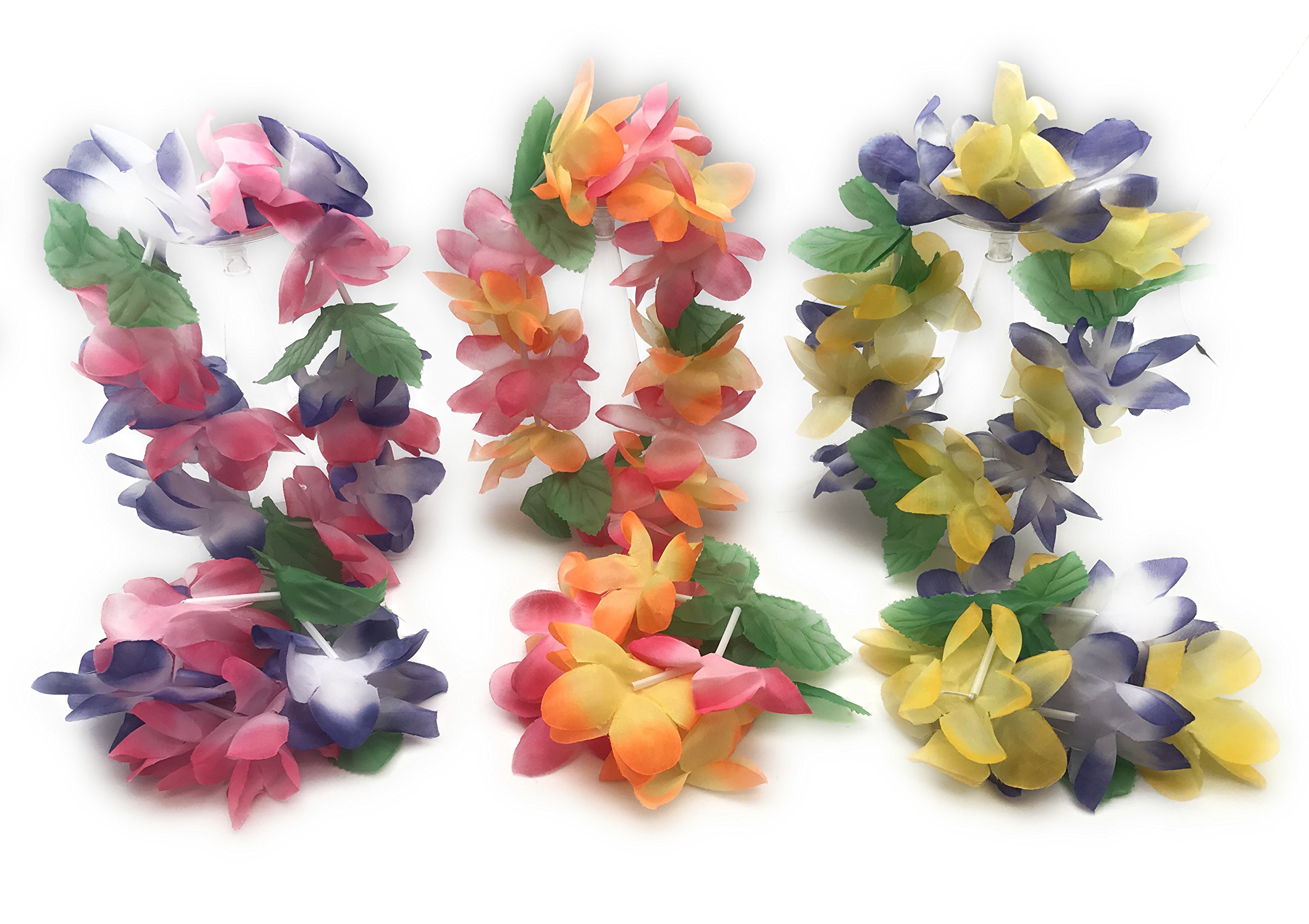 12 Birthday Party Wedding MultiColor Mahalo Floral Leis Headband Wrist