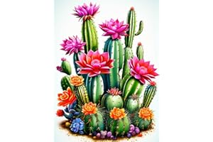 Meothan Flowers Diamond Painting Kits for Adults, Cactus Diamond Art Succulent Kits for Adults Beginners, 5D DIY Full Drill Diamond Rhinestone Gem Art Craft Kits for Home Wall Decor Gifts 15.7x11.8 in