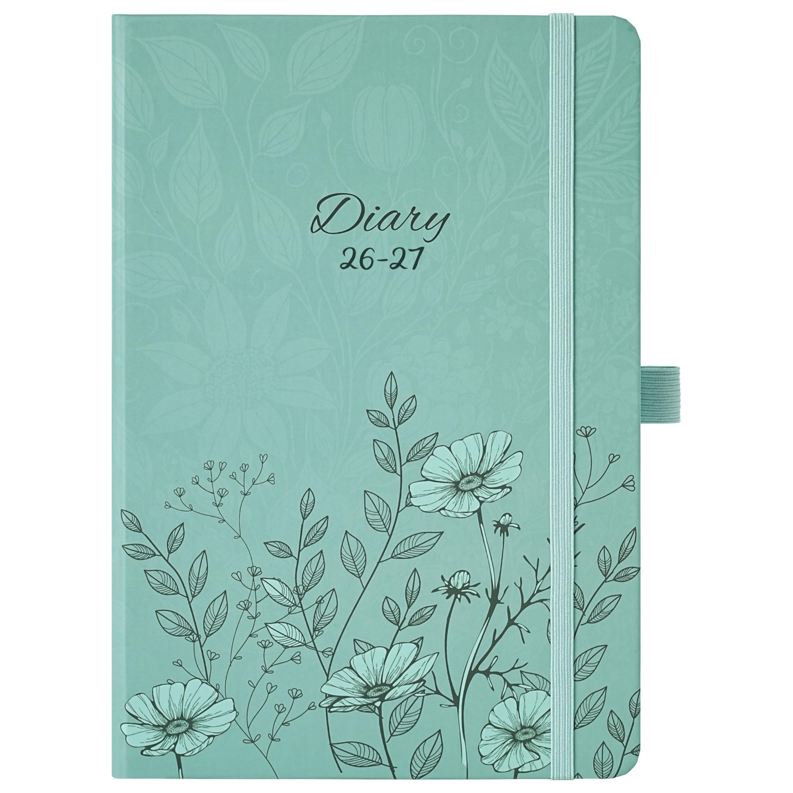 Academic Diary 2026-2027 - A5 Diary 2026-2027 Week to view, from August 2026 to July 2027, Academic Diary with Elegant Hardcover, Elastic Pen Holder, Back Pocket, 21.3 x 14.7 x 1.6 cm