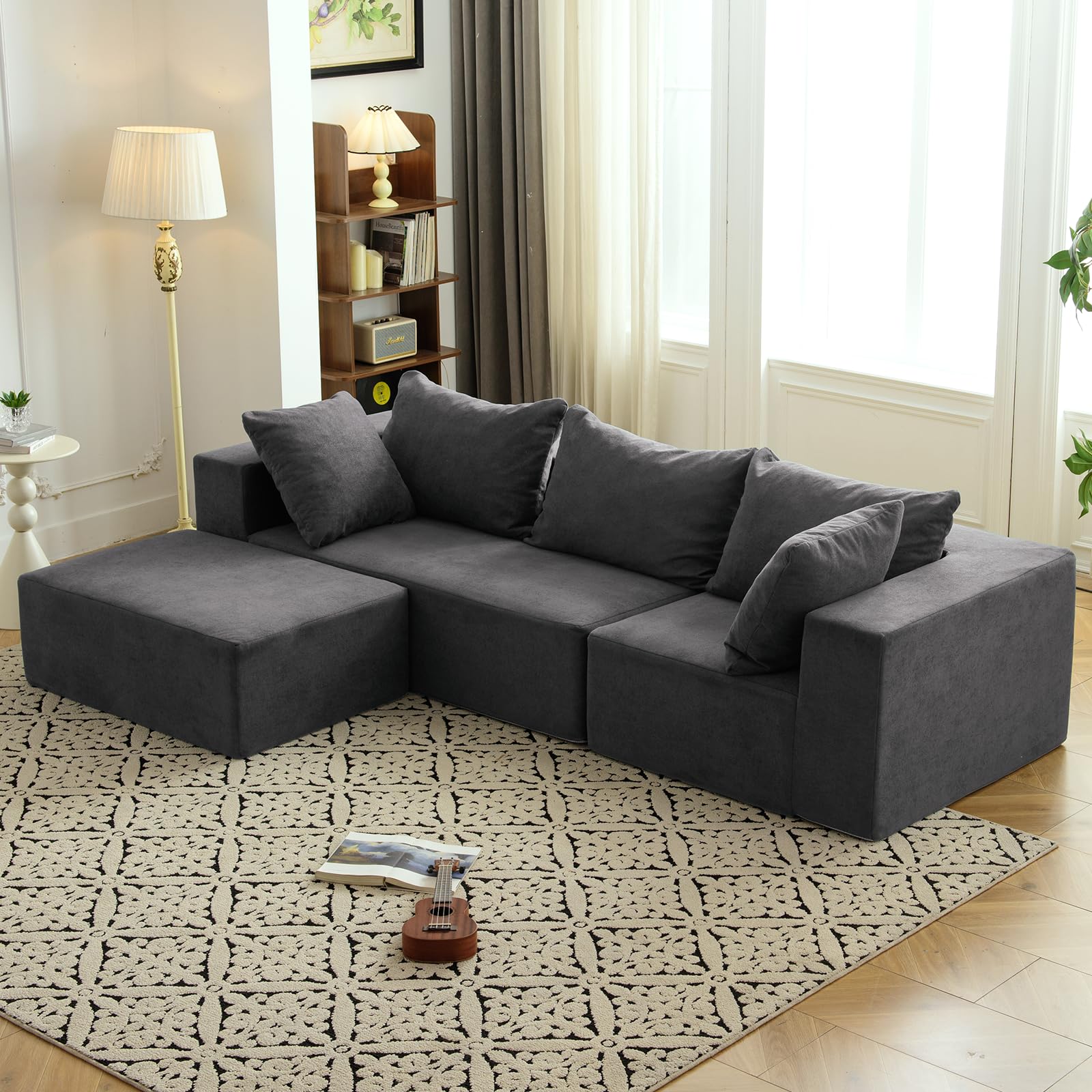 Photo 1 of ***NOT WHOLE SET, VIEW NOTES*** Vamcheer Modular Sectional Sofa - Modern L Shaped Boneless Couch with Deep Seat, Upholstered Sectional Couches for Living Room, Bedroom, Office, No Assembly Required, Gray