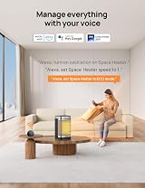 Dreo 1500W Smart Space Heater with 70° Oscillation, Alexa Google Home view 3