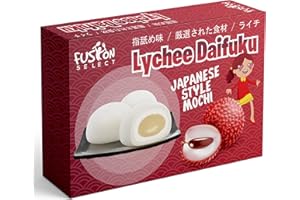 Fusion Select Mochi Daifuku Snacks - Traditional Japanese Rice Cakes with Filling - Flavored Asian Sweet Desserts for Family - Chewy and Soft Texture (Lychee)