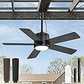 42 In Outdoor Ceiling Fan Hanging Fan Outdoor Ceiling Fans, Waterproof, with Light, Remote, 42 In, Wet Rated, IP65, 6 Speed, 3CCT, Plug in, for Patios, Porch, Gazebo, Black