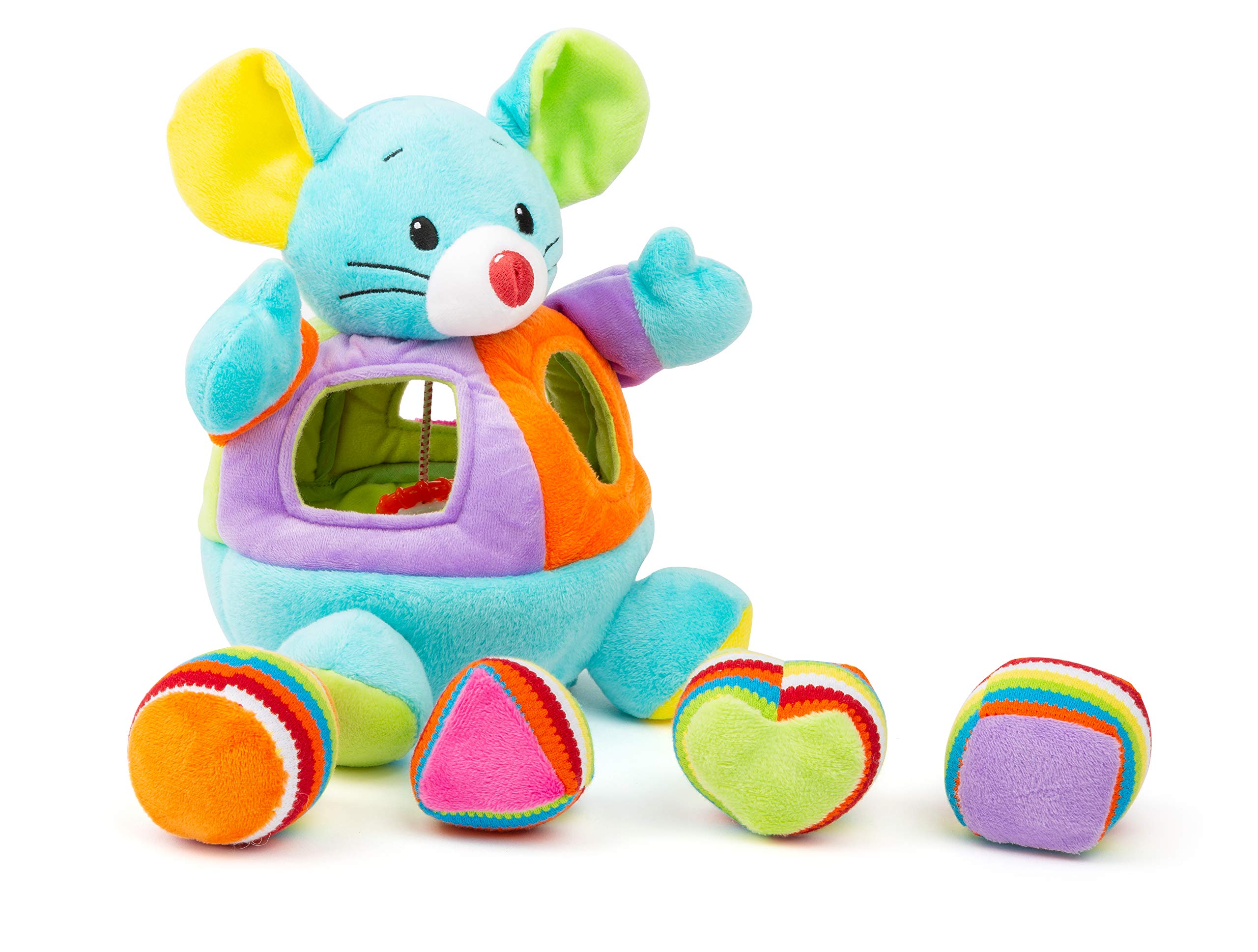 Small Foot 11419 Plush Shape-Fitting Mouse, Motor Activity Toy with Rattle and Noise Functions