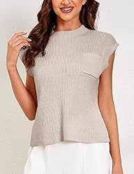 Himosyber Women's Solid Sleeveless Vest Mock Neck