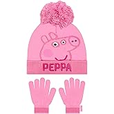 Peppa Pig Hat and Gloves Set | Kids Winter Gloves And Beanie Co Ord | Girls Winter Set | Pink One Size