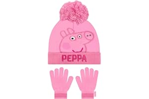 Peppa Pig Hat And Gloves Set | Girls Winter Hat Co Ord | Gloves And Winter Hats For Kids | Pink One Size