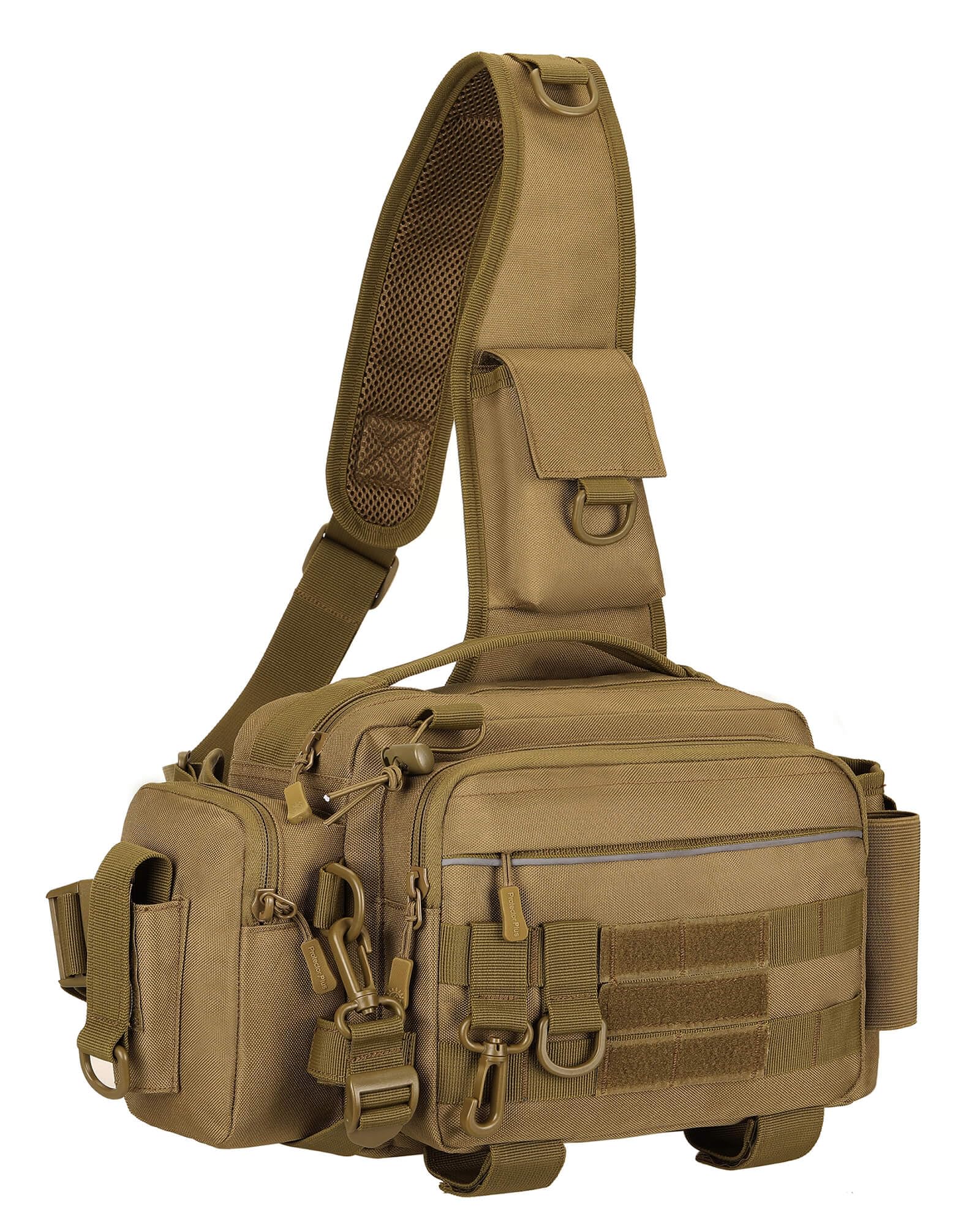 YuanWen Tactical Fishing Tackle Bag Multi-Functional Durable Water-Resistant Waist and Crossbody Bag with Rod Holder and MOLLE System for Outdoor Fishing Hiking and Travel