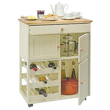 Traditional Buttermilk Multi Purpose Pantry Cabinet Wooden Mobile