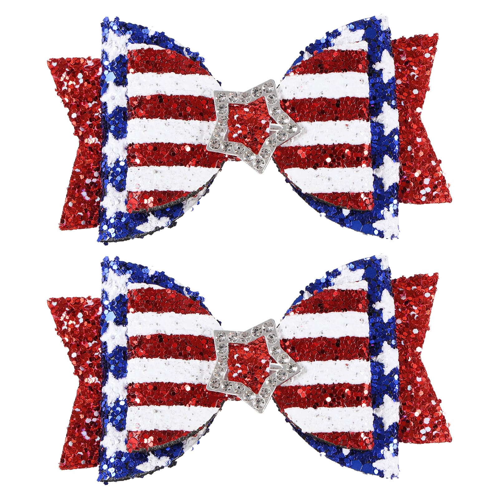 Photo 1 of Melyde Independence Day Hair Clips 4th of July Glitter Hair Bow Clips Patriotic American Flag Hair Accessories with Star for Kids Girls