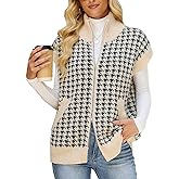 Koscacy Sweater Vest for Women Zipper UP Cap Sleeve Knit Cardigan Outerwear Vest with Pockets