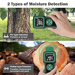 Wood Moisture Meters, Pin & Pinless 2 In 1 Moisture
