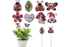 Yanpoake Butterfly Diamond Painting Kits Ladybug 8 PCS, Diamond Art Kit Garden Stakes for Garden Decor DIY Crafts Kits for Adults Women Kids
