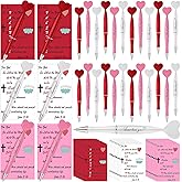 Sayglossy 24 Set Christian Valentines Gift, Religious Heart Shaped Ballpoint Pen Bulk with Greeting Card Jesus Love Ballpoint Pen Bible Verse Card for Church Valentine Party Favor Gift Exchange