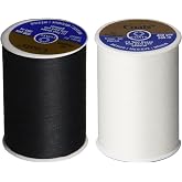 2-Pack Polyester Coats &amp; Clark Dual Duty All-Purpose Thread - One 400 Yard Spool Each of Black &amp; White