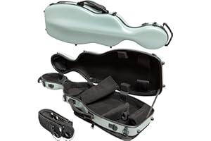 M MI & VI MI&VI AP-7016 Light Hard Shell Viola Case for 15" to 16.5" inch Full Sized Violas with Adjustable Straps | Water Resistant | Travel Backpack | Poly Carbon Fiber Shaped Viola Case (Green)