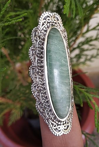Amazon Com Long Amazonite Ring Best Gift For Women Ring Jewelry Amazonite Stone Ring 925 Sterling Silver Ring Amazonite Jewelry Gemstone Ring Handmade Ring Unique Gift Bridal Ring Gift For Her Jewelry Handmade