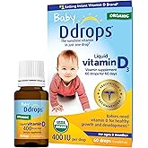 Ddrops Baby Vitamin D, 400 IU, 60 Drops 1.7mL (0.06 Fl. Oz) | Pack of 1