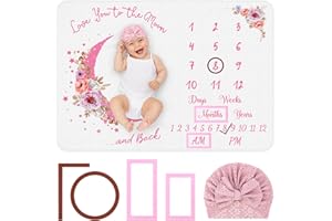 Baby Monthly Milestone Blanket, 51"x40" Newborns Month Blanket Gift for Baby Shower, Soft Plush Photo Prop Blanket for Boy&Gi