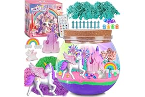 RONSTONE Uni-Corn Terrarium Kit Toys for Girls - Birthday for Girls Ages 4 5 6 7 8-12 Year Old - Light Up DIY Uni-Corn Arts and Crafts for Kids