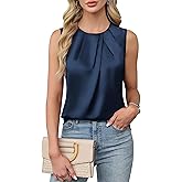 Blooming Jelly Womens Summer Tank Tops Business Casual Outfits Satin Blouse Dressy Work Shirts Spring Clothes