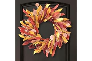 TOKCARE Gold Wheat Wreath 24 inch Fall Wreaths for Front Door, Autumn Wreath Farmhouse Door, Fall Porch Decoration for Wall Outdoor