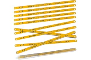 Hanpex Hacksaw Replacement Blades (10 Pack) High Speed 18 TPI - 12" Length Hack Saw Blade - High Carbon Steel (HCS) Cutting Blades