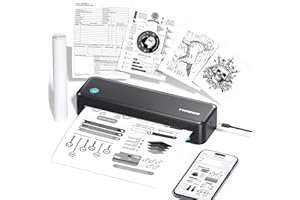 TYPONOS Portable Printers, D820 Wireless Bluetooth Printers Support 2" to 8.5" Width Thermal Paper & 8.5"x11" US Letter Size, Receipt Printers for Home Use Suitable for Phone & PC (Black)