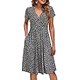 OUGES Women's 2025 Fashion V Neck Midi Dress with Pockets Maternity Clothes Nursing Dresses