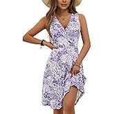 GUBERRY Womens Wrap V Neck Sleeveless Sundress Summer Flare Tank Dress with Pockets …