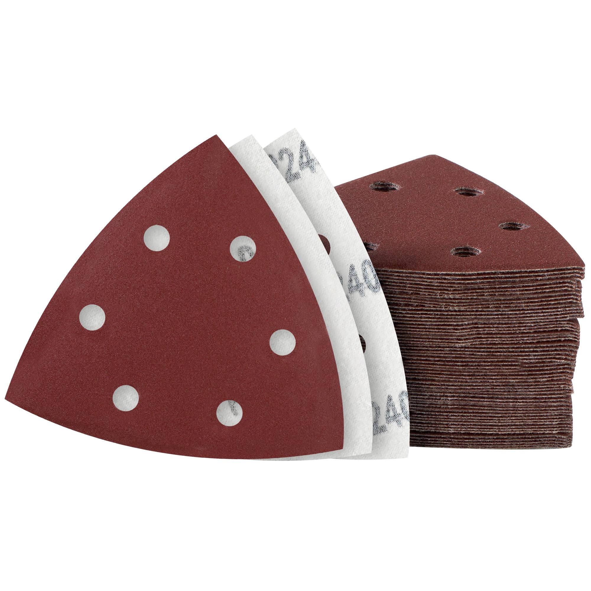 MIDO Professional Abrasive Triangle Sanding Pads 50 Pcs 93 mm 240 Grit Detail Sander Pads 6 Holes Sanding Sheets Sander Sandpaper Hook and Loop Sander Pad