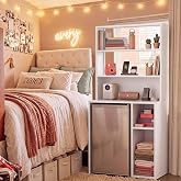 Novabright White 6 Tier Mini Fridge Stand with Top Shelf for Dorm, 73.2" | Metal Bakers Rack with Mini Fridge Space, Compact Storage Shelf, for Dorm, Home, Dining Room, Living Room