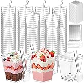 200 Pcs 5 oz Clear Plastic Dessert Cups with Lids & Spoons, Reusable Parfait & Appetizer Cups, Mini Dessert Shooters for Pudding, Yogurt, Jello, Ice Cream, Trifle & Fruit, For Party & Wedding
