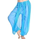 MUNAFIE Women's Harem Dance Pants - Genie & Jester Costume for Cosplay, Dance & Stage Performance